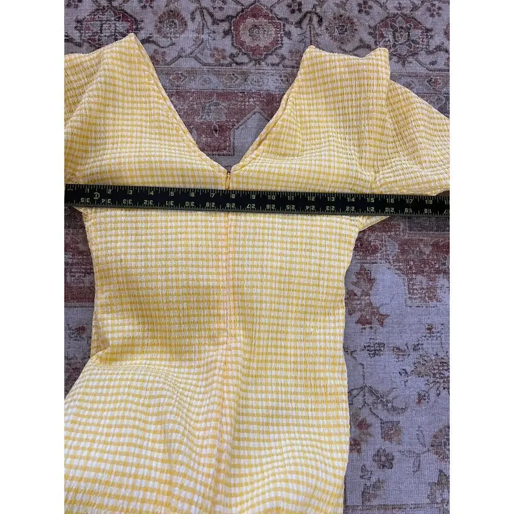 Staud Panier Yellow Gingham Mermaid Midi Dress Womens Size 6 Stretch - Picture 9 of 10